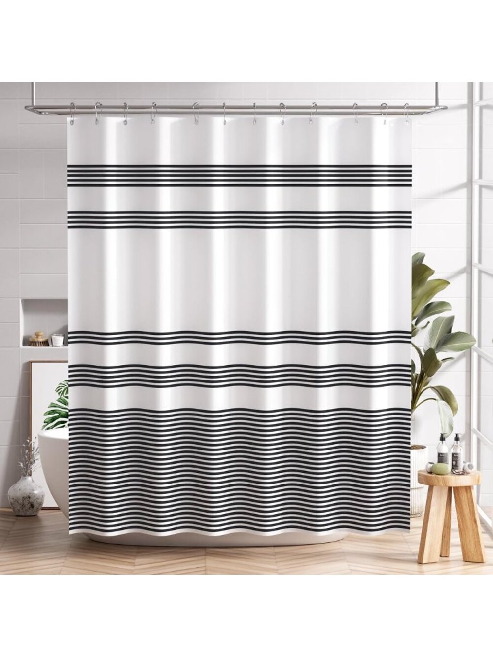 New Shower Curtain, Washable Cloth Black Shower Curtain